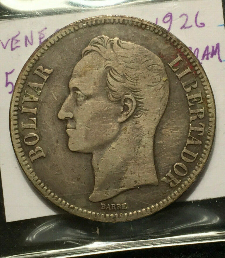 Read more about the article Venezuela 1926 5 Bolivares Y# 24.2 SILVER