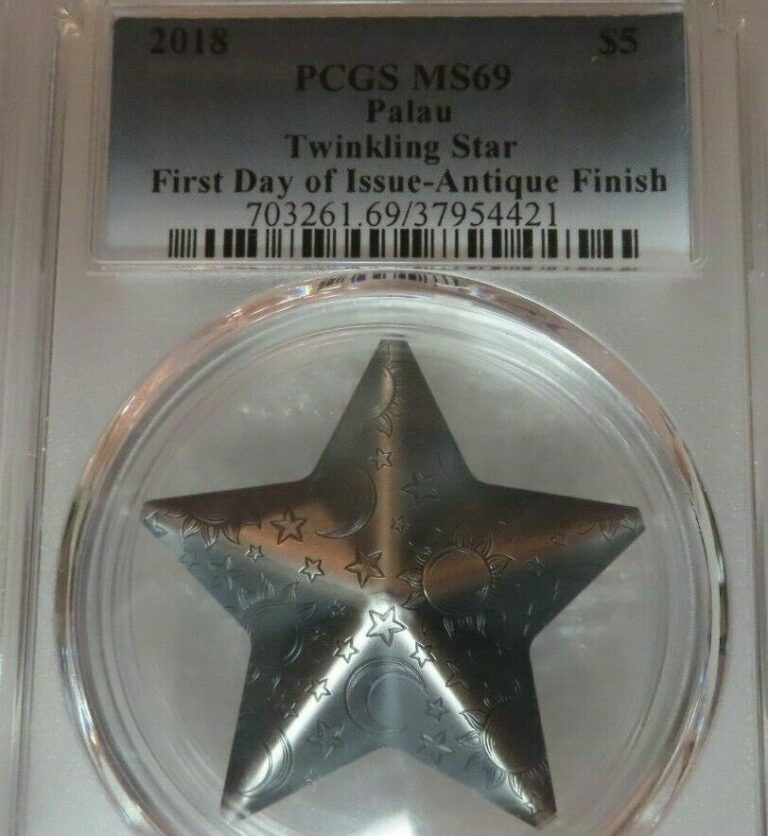 Read more about the article 2018 Palau Twinkling Star 1oz .999 Silver Antique Finish Coin PCGS MS69 FDI