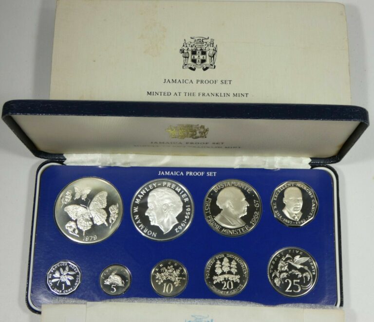 Read more about the article 1979 JAMAICA Proof Set ~ 9 Coins w/original Box and COA ~ Minted at Franklin Mint