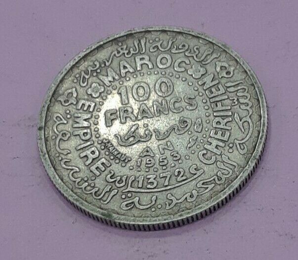 Read more about the article MOROCCO  100 Francs 1953 KM #52  Silver Paris