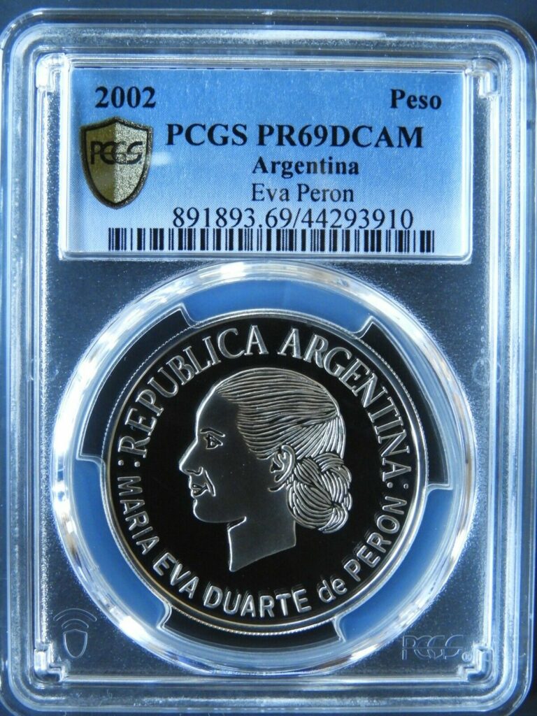 Read more about the article 2002 Argentina Silver 1 Peso Eva Peron PCGS PR69DCAM Evita RGUTH072