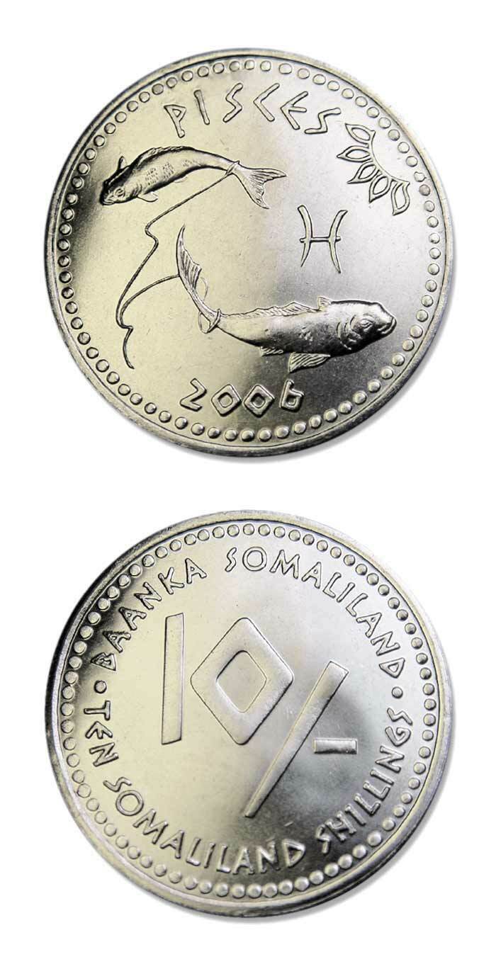 Read more about the article Somaliland Zodiac Coin Pisces 10 Shillings 2006 Uncirculated