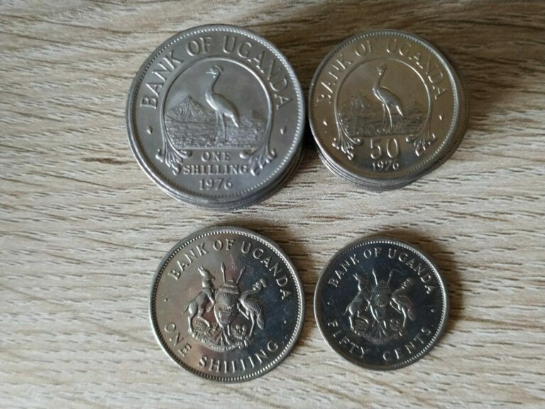 Read more about the article Uganda set of 2 coins 1 shilling +50 cents 1976