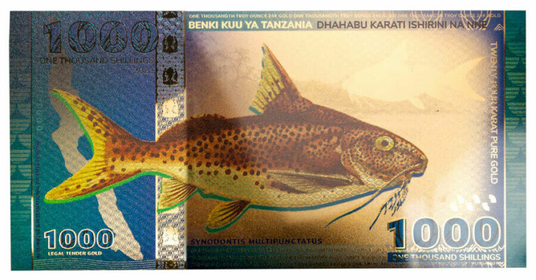 Read more about the article 2021 Tanzania Sh1 000 Cuckoo Catfish 1/1000oz Gold Foil Note Uncirculated