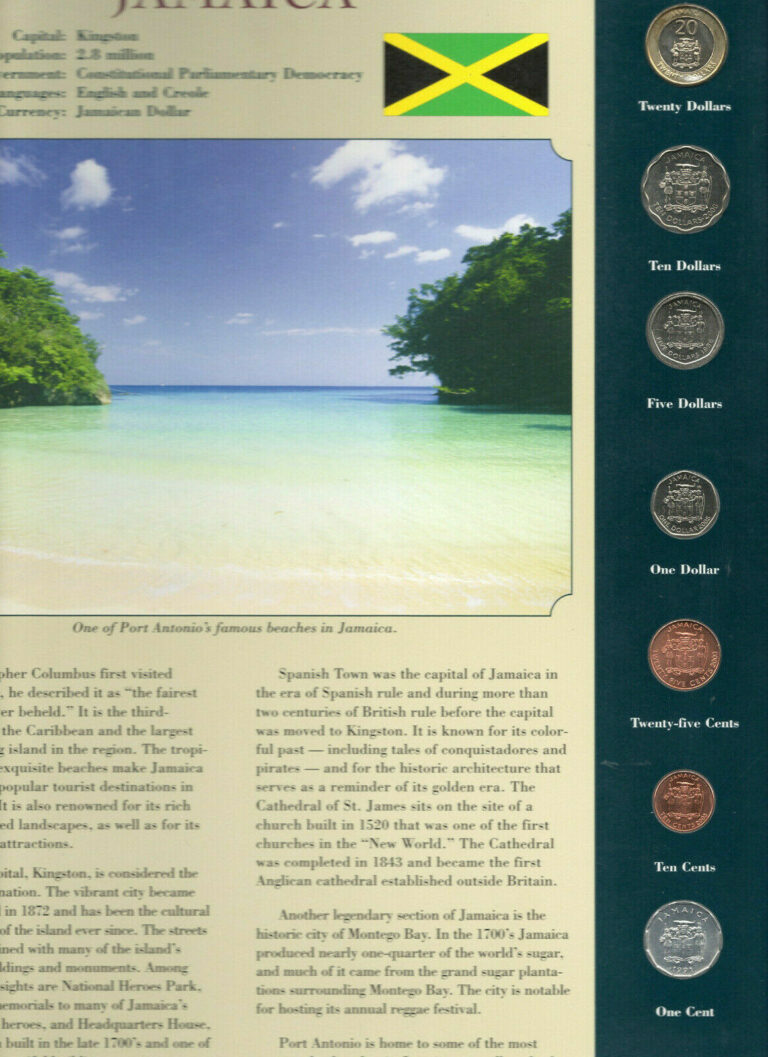 Read more about the article Coins from Around the World Jamaica 1991-2005 BU UNC $20 2001 $10 2000 $5 1996