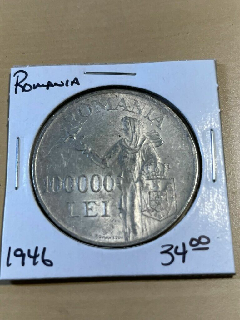 Read more about the article 1946 Romania 100 000 Lei Large Silver Coin!!