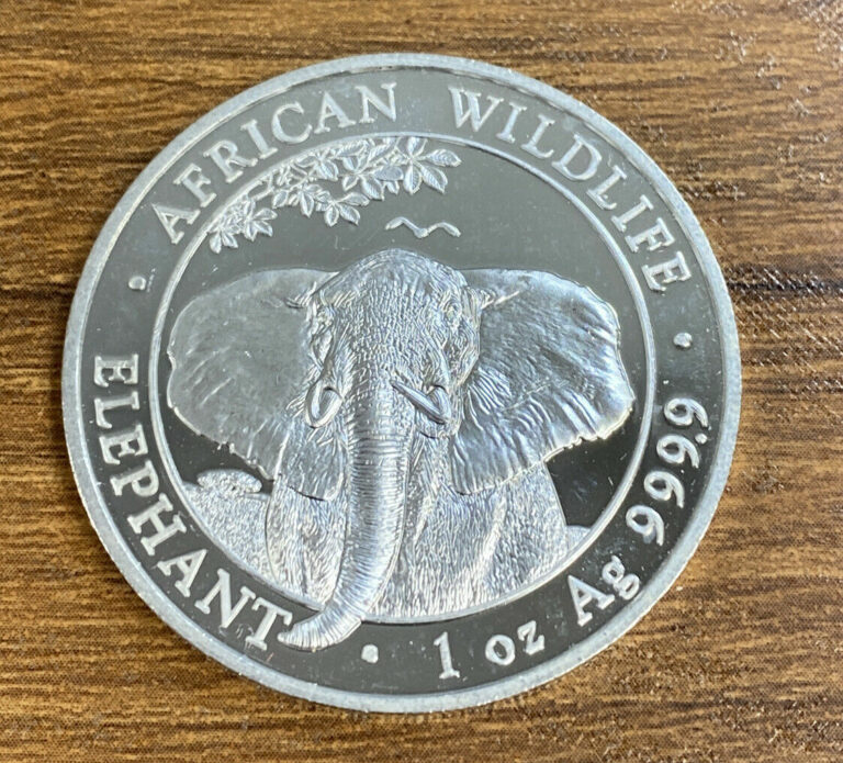 Read more about the article 2021 Somalia Somali Elephant 1 oz .9999 Silver 100 Shillings Coin