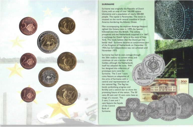 Read more about the article SURINAME RARE PROBE PATTERN ESSAI 8 UNC COINS SET 0.01 – 2 EURO 2005 YEAR SHIP