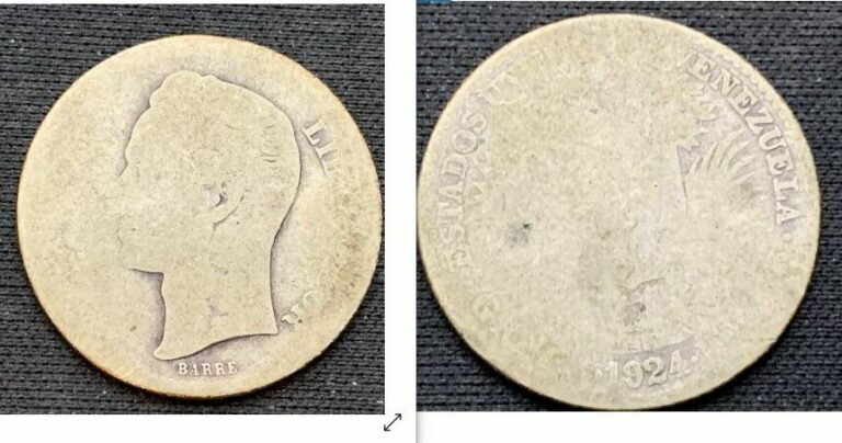 Read more about the article 1924 Venezuela 1 Bolívar Poor   .835 Silver   ( 1.5 Million Minted )   A186