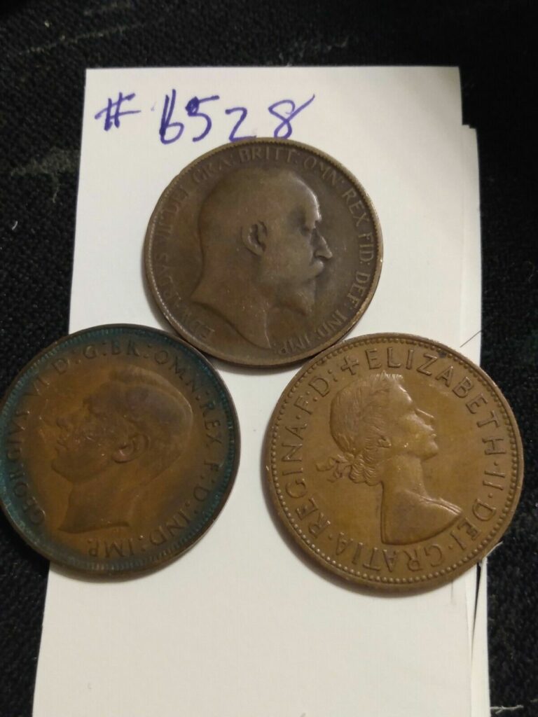 Read more about the article 🇬🇧 1902 1948 1961 United Kingdom 1 Penny Coins George V and IV QE2 Inv#6528 🇬🇧