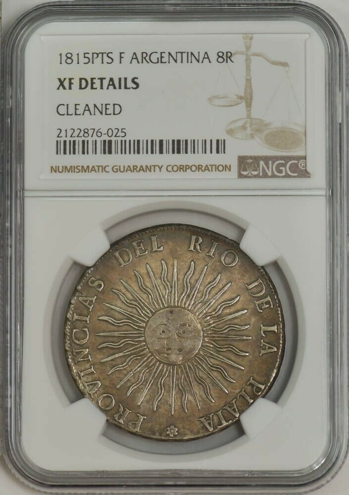 Read more about the article 1815PTS F Argentina 8 Reales XF Details NGC 945132-22