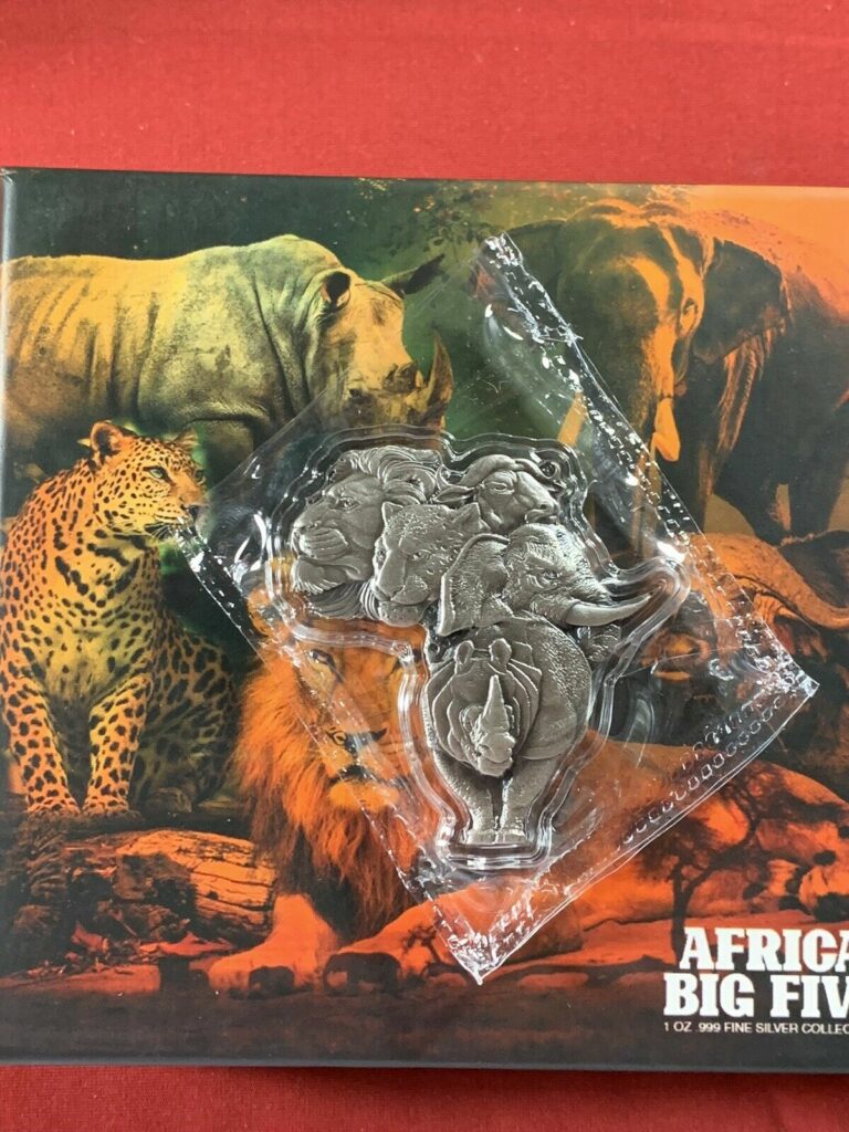 Read more about the article 2022 Chad 1 oz Silver Big Five Africa Shaped High Relief Coin .999 Fine.