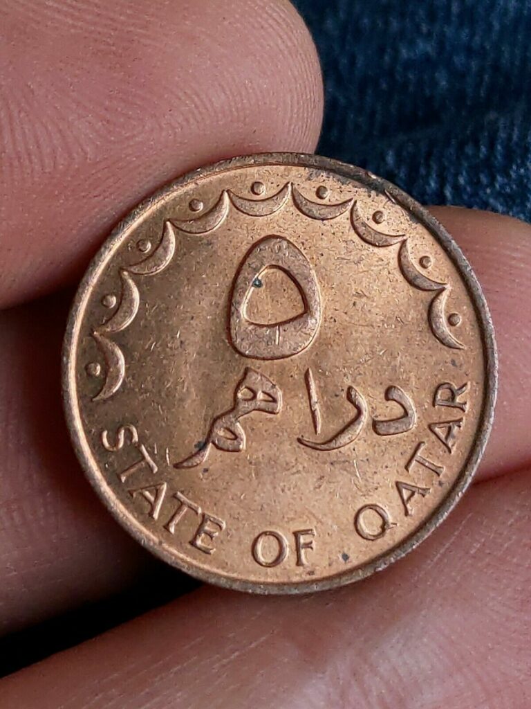 Read more about the article 1978 QATAR 5 DIRHAMS  Ah 1398 DUBAI XF COIN KM#3 Kayihan coins T14