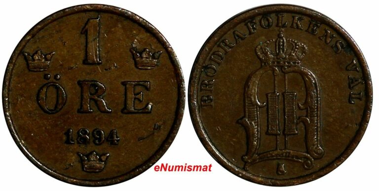 Read more about the article SWEDEN Oscar II 1894 1 Ore Mintage-590 000 Large Letters RARE DATE KM#750 (14366