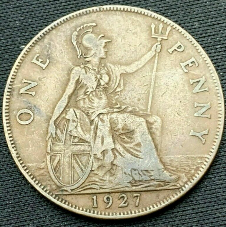 Read more about the article One Penny Coin 1927 Great Britain VF     World Coin Bronze     #K714