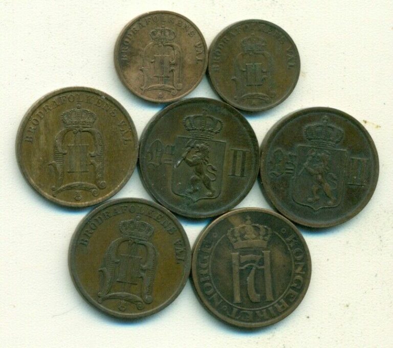 Read more about the article 7 DIFFERENT and OLD COINS from NORWAY (4 DIFFERENT TYPES/1884-1914)