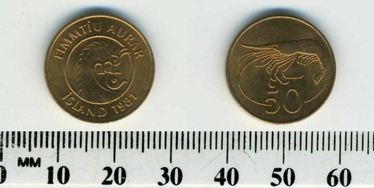 Read more about the article Iceland 1981 – 50 Aurar Bronze Coin – Northern shrimp – Bull’s head