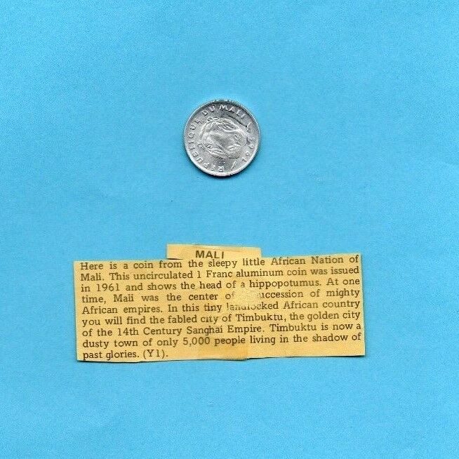 Read more about the article Mali 5 Franc Coin African Aluminum Coin 1961 Hippo