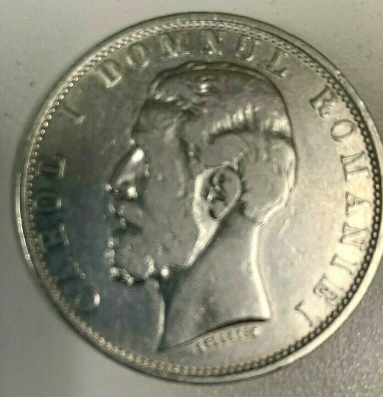Read more about the article 1880 B Kingdom of Romania  Carol I. Beautiful Large Silver 5 Lei Coin.
