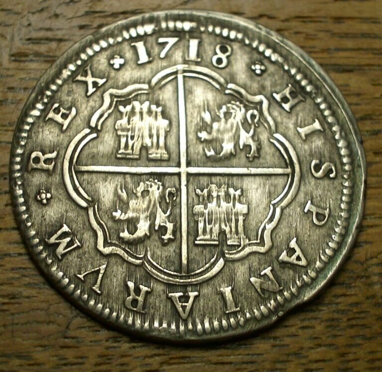 Read more about the article HIGH GRADE SEGOVIA  SPAIN 1718 2 REALE SILVER PISTAREEN  #1