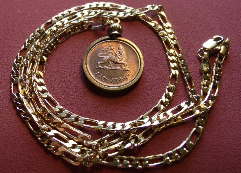 Read more about the article “Lion of Judah” Haile Sellasie Coin Pendant w/24″ 18k Gold Filled 3 and 2  Chain