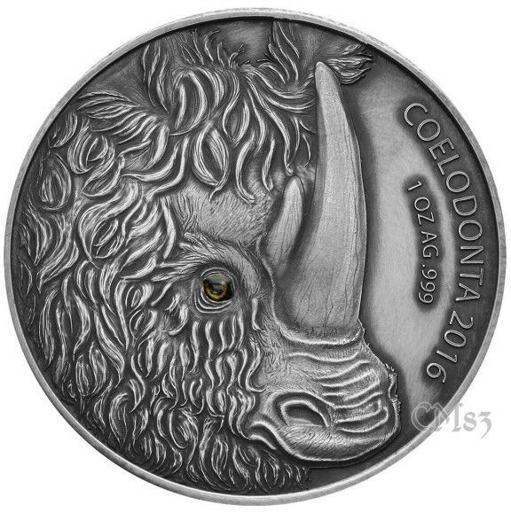 Read more about the article 2016 1 Oz Silver WOOLLY RHINOCEROS Mother Real Eye Coin  Burkina Faso.