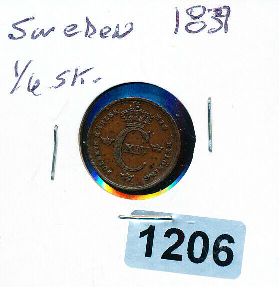 Read more about the article SWEDEN – 1/6 SKILLING 1839 NICE #1206