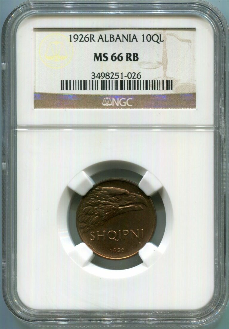 Read more about the article Albania – 1926R 10QL KM#2 in NGC MS 66 RB