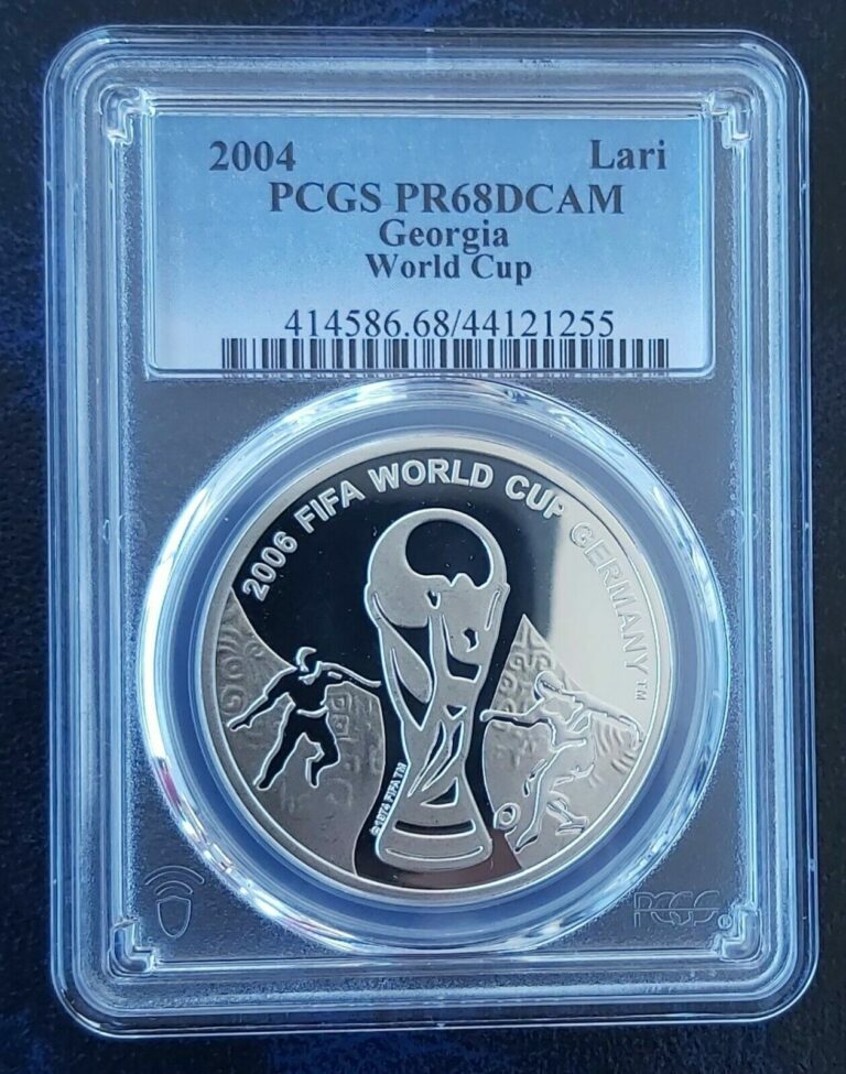 Read more about the article GEORGIA SILVER 1 LARI PROOF COIN 2004 YEAR KM#95 FIFA WORLD CUP 2006 PCGS PR68