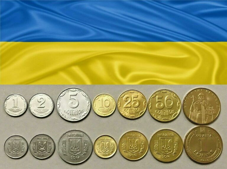 Read more about the article UKRAINE – Complete SET of 7 Coins (kopiyok  hryvnia) 2012 – 2019 from ROLL – UNC