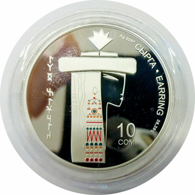 Read more about the article KYRGYZSTAN: 2019 Silver coin 10 Som Household Kyrgyz clothing items jewelry PRF