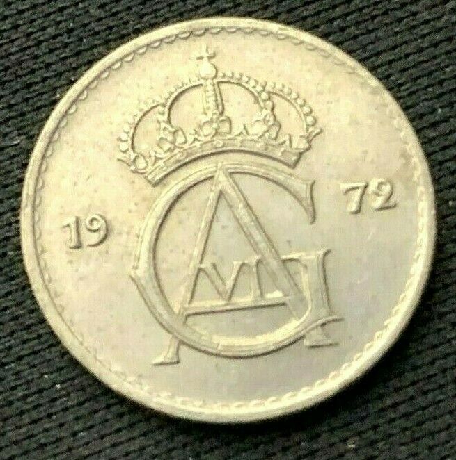 Read more about the article 1972 Sweden 25 Ore XF +    World Coin   Copper nickel   #K1286
