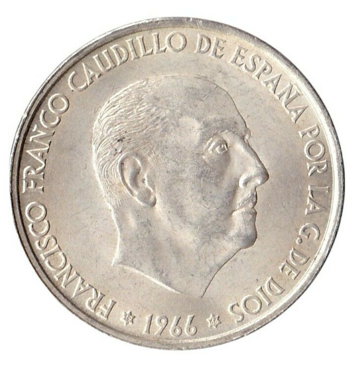 Read more about the article 1966 100 Silver Pesetas Coin Franco Spain Large Spanish SPAIN Caudillo VINTAGE