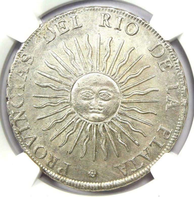 Read more about the article 1813 Argentina Sun 8 Reales Silver Coin 8R – Certified NGC AU Details – Rare!