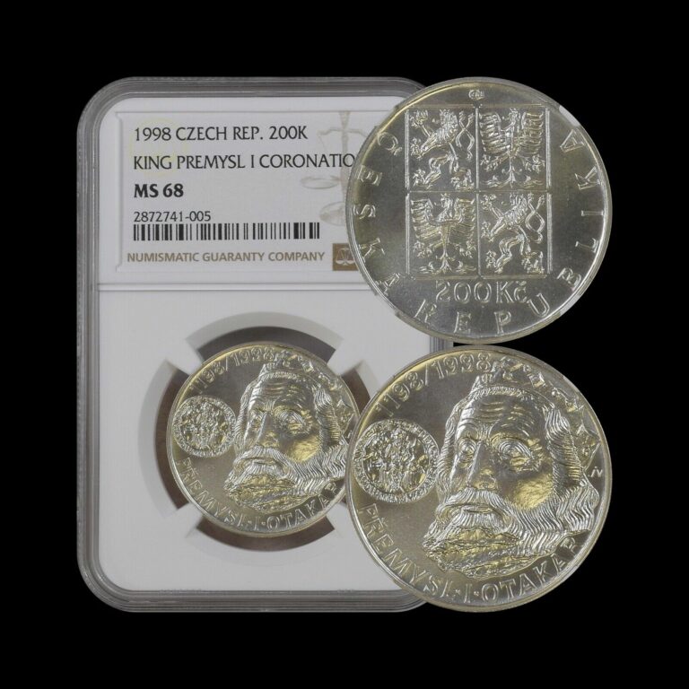 Read more about the article CZECH REPUBLIC. 1998  200 Korun  Silver – NGC MS68 – Top Pop 🥇 King Premysl I