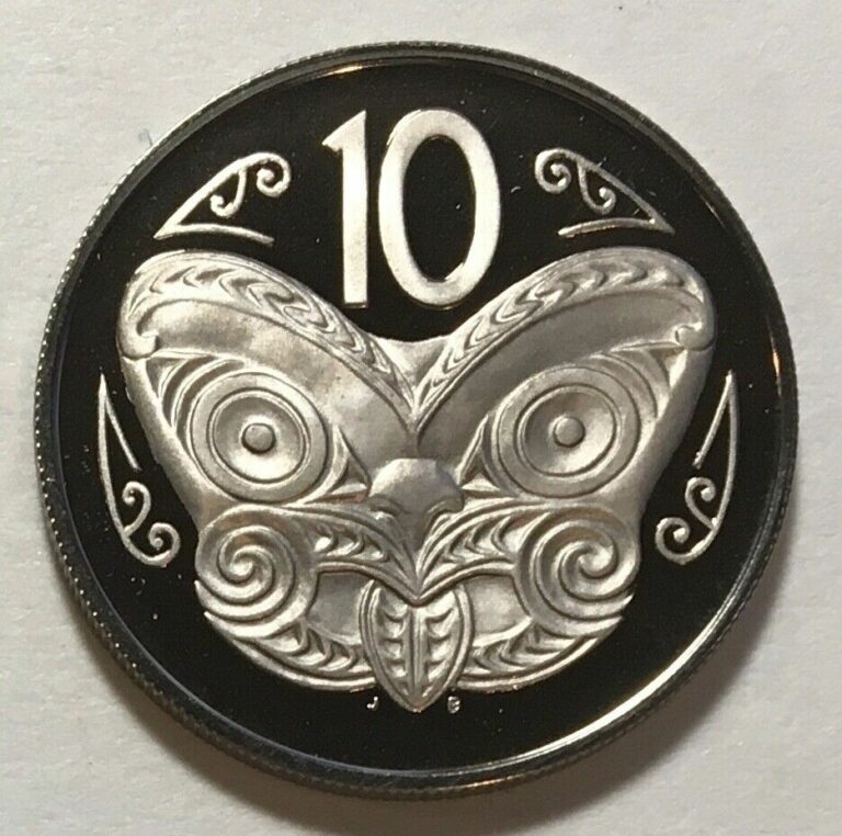 Read more about the article New Zealand 10 Cents 1972 – Maori Koruru or Parata Mask – Proof