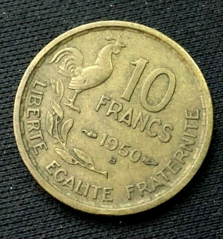 Read more about the article 1950 b France 10 Franc coin XF   World Coin    Aluminum bronze   #K1046