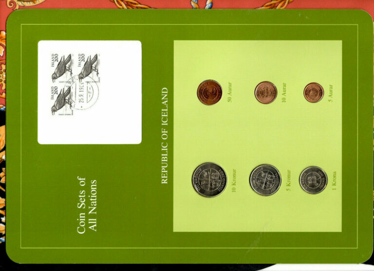 Read more about the article Coin Sets of All Nations Iceland 10 5 Kronur 1984 1 Krona 5 10 50 Aurar 1981 UNC