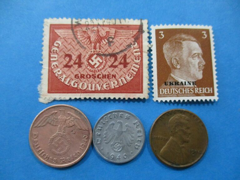 Read more about the article WW2 German 2 Reichspfennig Copper 1 Zinc Swastika Stamps Coins Money UKRAINE