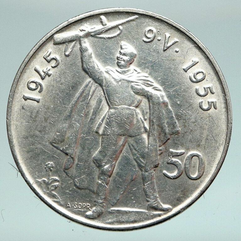 Read more about the article 1955 Czechoslovakia Czech Republic SILVER Coin LIBERATION from GERMANY i90876