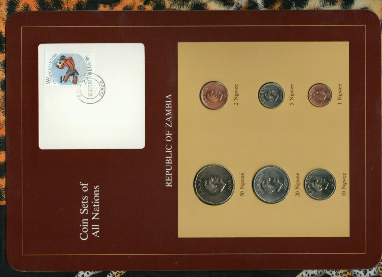 Read more about the article Coin Sets of All Nations Zambia w/card 1972-1983 UNC 20 50 Ngwee 1972