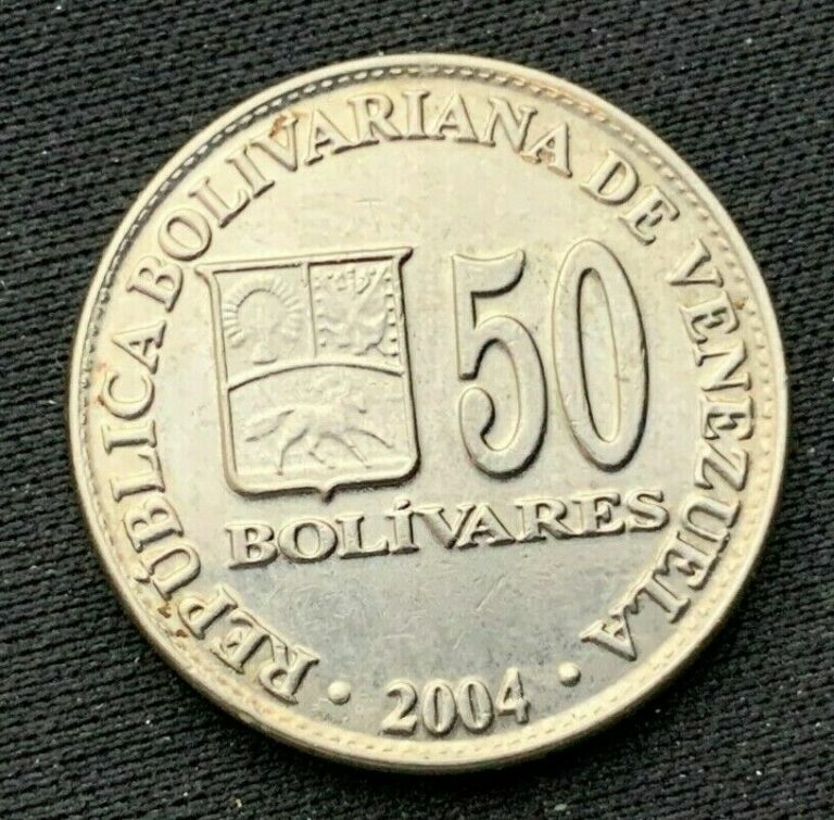 Read more about the article Venezuela 2004      50 Bolivares AU      Nickel Clad Steel Coin      #K512