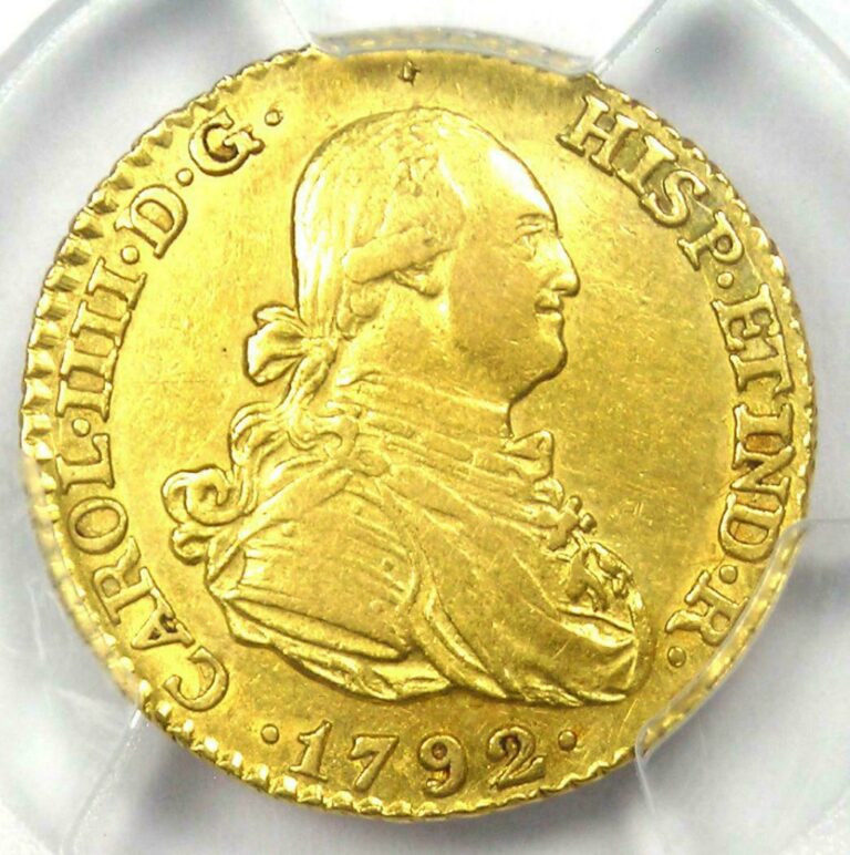 Read more about the article 1792 Spain Charles IV Escudo Gold Coin 1E – Certified PCGS AU53 – Rare!