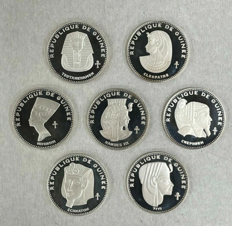 Read more about the article Republic of Guinea 1970 Ancient Egypt 500 Franc Silver 7 Coin Proof Set RARE