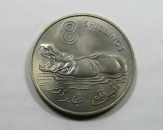 Read more about the article Africa Gambia Large 8 Shillings Coin 1970 Hippopotamus VERY NICE Scarce