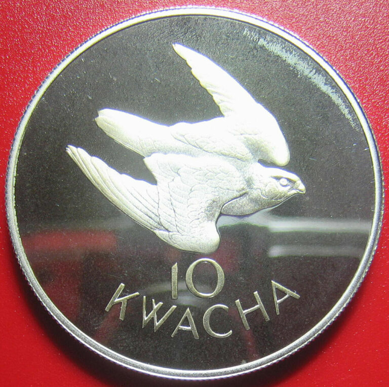 Read more about the article 1979 ZAMBIA 10 KWACHA 1oz SILVER PROOF TAITA FALCON WILDLIFE BIRD RARE COIN 42mm