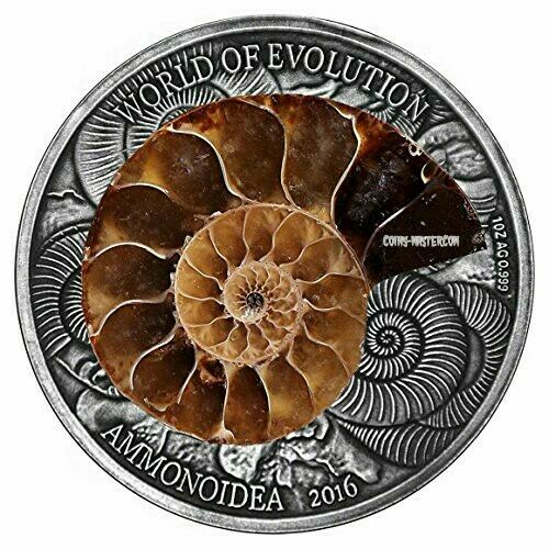 Read more about the article 2016 1 Oz Silver 1000 Francs Burkina Faso AMMONITE World of Evolution Coin.
