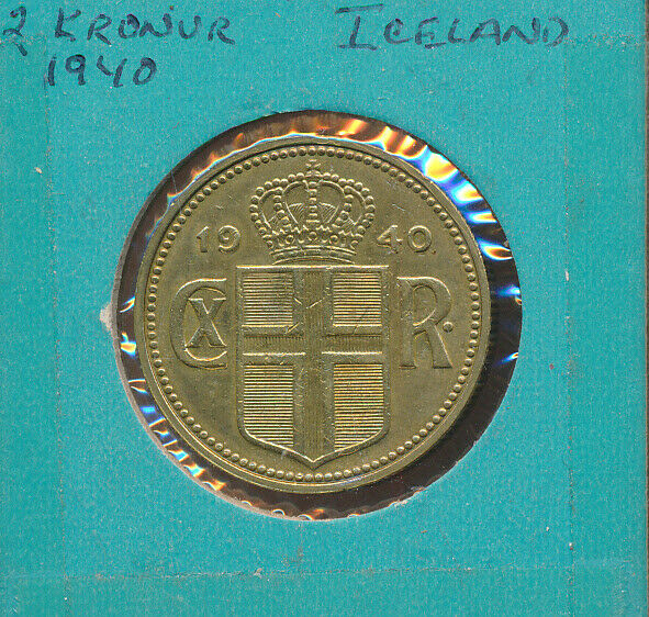 Read more about the article ICELAND  – 2 KRONA BRASS 1940 – #7588