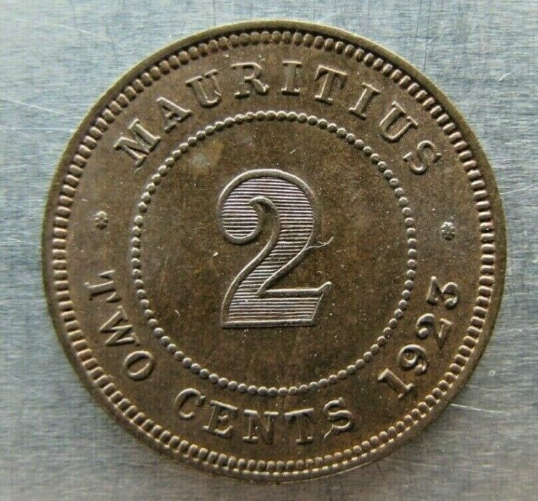 Read more about the article Mauritius KM13 Two Cents 1923 lovely red-brown UNC.