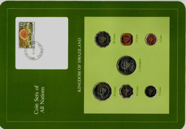 Read more about the article Coin Sets of All Nations Swaziland 1975-1982 w/card 5 20 cents  1 Lilangeni 1979